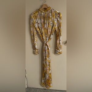 Beulah Style Leila Floral Pleated Yellow Maxi Dress